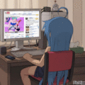 Izumi Konata watching Dragon Ball Z on Youtube - anime fan art