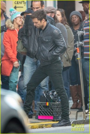 Sebastian Stan on the set of The Falcon and The Winter Soldier 
