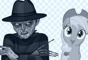 Applejack getting a selfie with Freddy and he doesn't like it xD