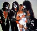 KISS with Star Stowe (NYC) April 9, 1976 (Destroyer Photo Session-Press Conference Mothers Studio)  - kiss photo