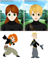 Kim possible and Ron stoppable as anime teens - disney fan art