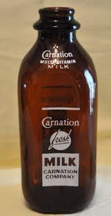 Vintage Carnation Glass Milk Bottle