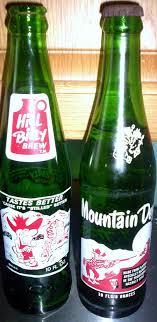 Vintage Glass Mountain Dew Soda Bottles
