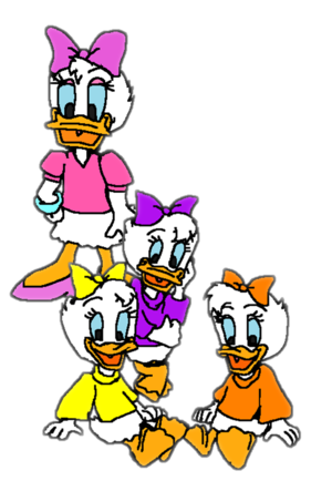 Daisy Duck, April, May, and June Duck.