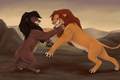 Lion King Kovu vs Simba - the-lion-king fan art