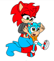 Sakileven and Tiny (her baby) - sonic-bases fan art