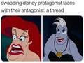Swapping protagonist faces with their antagonist (1) - disney-princess fan art