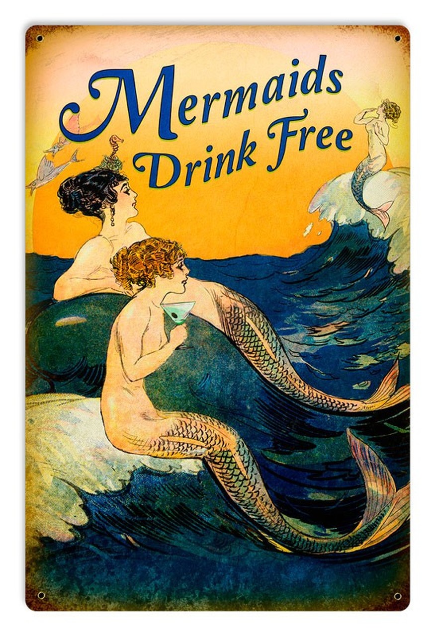 Wallpaper Roll Mermaid Mermaids Retro Mermaid Vintage Mermaid 24in x 27ft