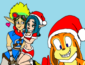 Jak and Daxter with Keira Hagai Santa Outfit (Holiday PSM Magazine)