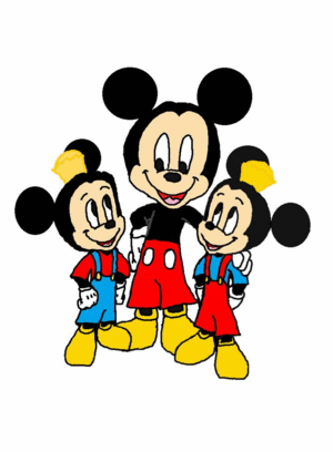 Mickey Mouse with his Twin Nephews Morty and Ferdie