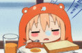 Umaru Sleeping At Breakfast - anime photo