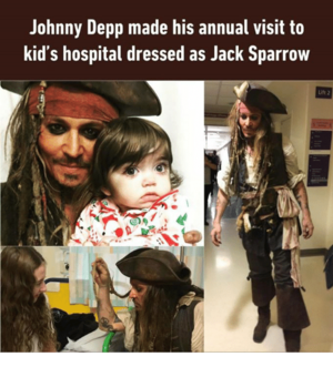  *Johnny Depp visit Children's Hospital as Jack Sparrow :Pirates Of The Caribbean*
