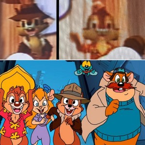 Chip and Dale Rescue Rangers, Gadget, Monty and Zipper.