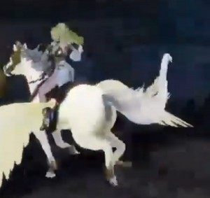 Athena rides on her Majestic Pegasus Steed
