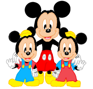 Mickey Mouse, Morty and Ferdie Fieldmouse.