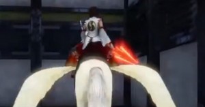  Okuni riding on a Pegasus