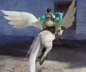 Sanzang riding an Beautiful Pegasus