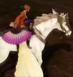 Xiaoqiao riding on a Beautiful Pegasus
