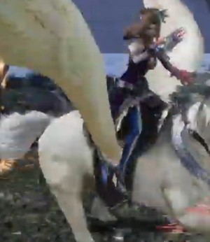Zhang Chunhua riding an Pegasus