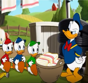  Donald утка with Huey, Dewey and Louie