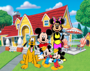 Mickey Mouse, Pluto, Felicity Fieldmouse and Morty and Ferdie Fieldmouse