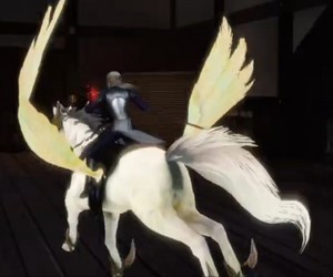 Joan of Arc rides on an Majestically Beautiful Pegasus