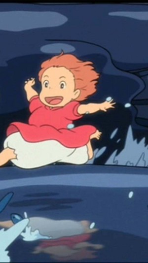  Ponyo on the Cliff by the Sea Phone Обои