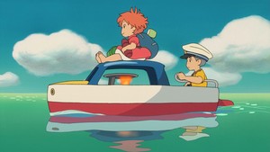 Ponyo on the Cliff by the Sea Wallpaper