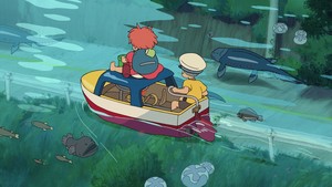  Ponyo on the Cliff by the Sea Обои