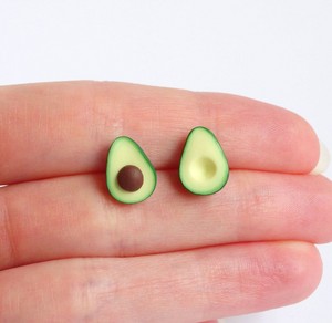  Miniature avocado earring studs