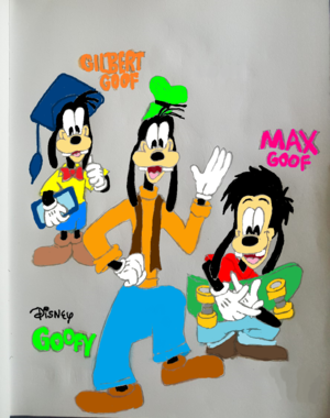  Goofy with his son Max Goof and his nephew Gilbert Goof.