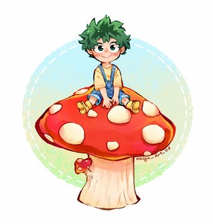  deku sitting on 蘑菇