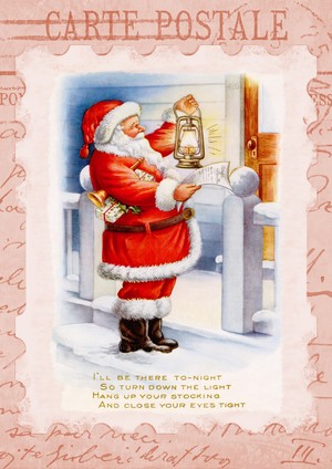  natal Postcard (Vintage Santa Illustration)