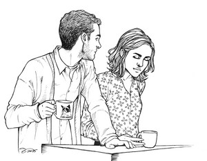  Fitzsimmons Drawing - お茶, 紅茶