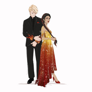  Peeta/Katniss Drawing - estrella Crossed enamorados