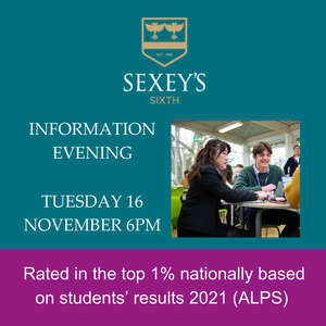 Please join us for our sixth Form Information Evening on Tuesday, Nov. 16 at 6 p.m.