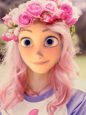  Rapunzel with 粉, 粉色 hair