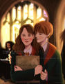 Ron/Hermione Drawing - romione fan art