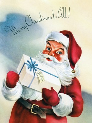  Santa Claus Vintage Illustration ("Merry क्रिस्मस to all!")