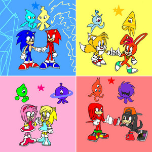  Sonic, Tails, Knuckles and Amy with my own 4 Avatar alike.