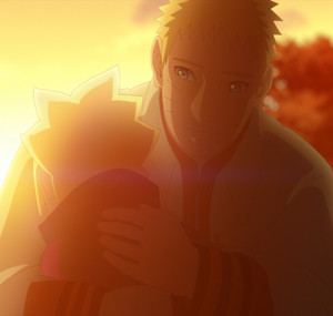  boruto and Naruto hug