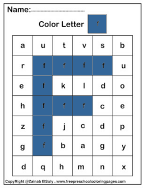  Color দ্বারা Letter f Square Pïxels Free Preschool