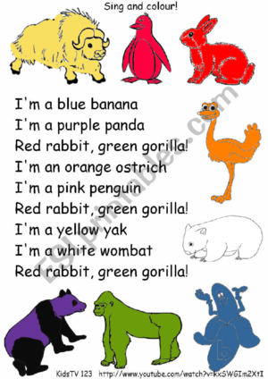  Red Rabbït Green Gorïlla Song ESL Worksheets によって