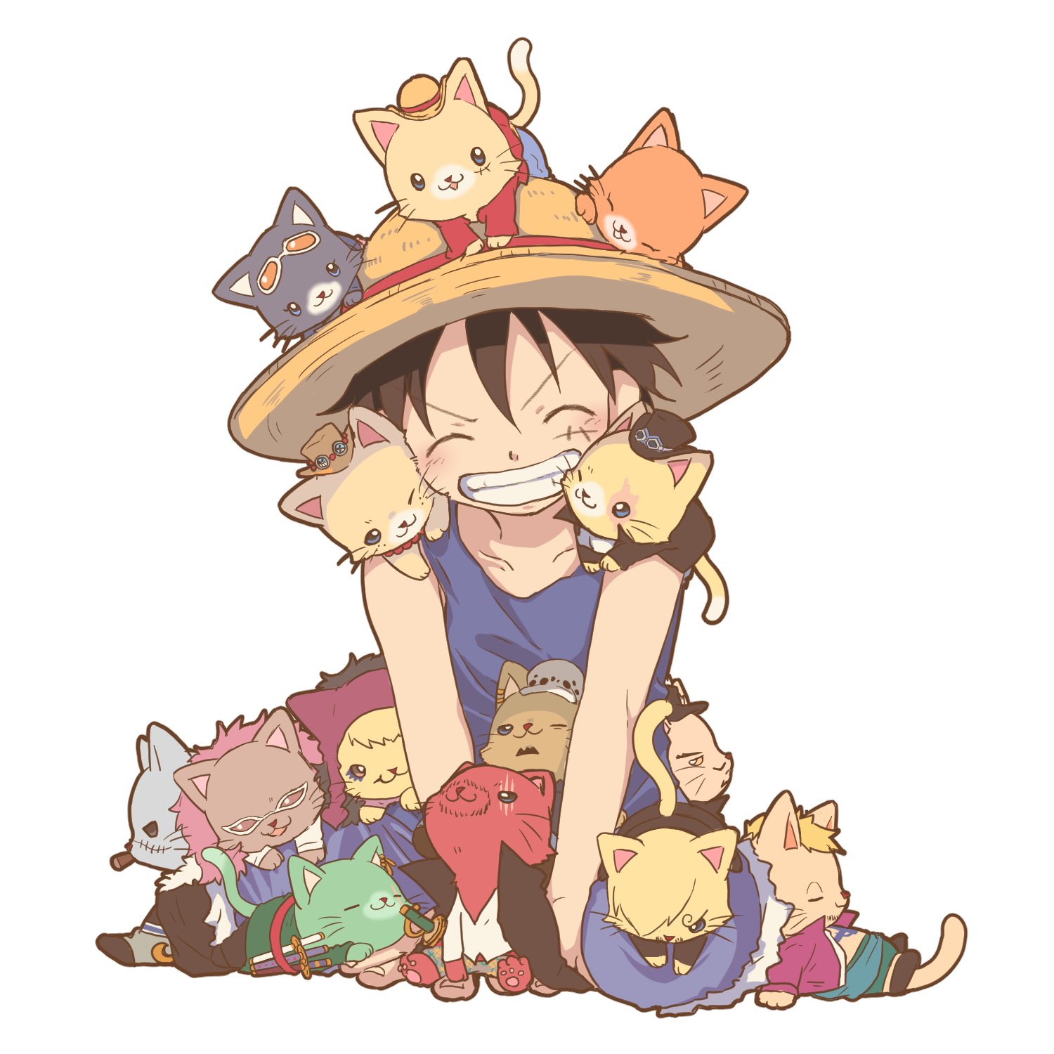 luffy with cats - One Piece Wallpaper (44341170) - Fanpop