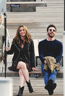 Chris Evans and Ana de Armas on the set of ‘Ghosted’ | May 04, 2022 • Washington, DC