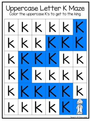  K Uppercase Letter Maze Worksheets