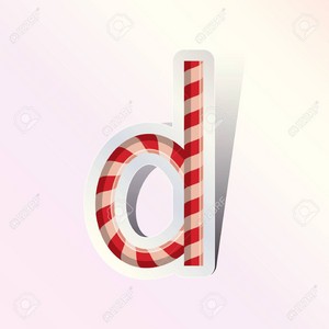 Alphabet small letter d in candy cane design Vector Image