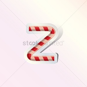 Alphabet small letter z in candy cane design Vector Image