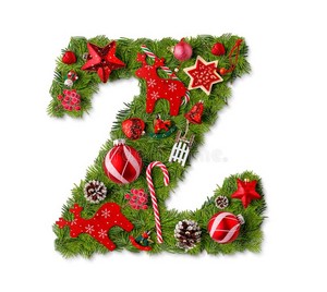  Рождество alphabet letter Z isolated on white Stock фото