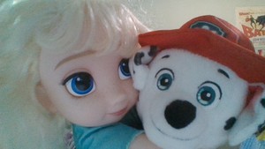 Elsa And Puppy Hugs